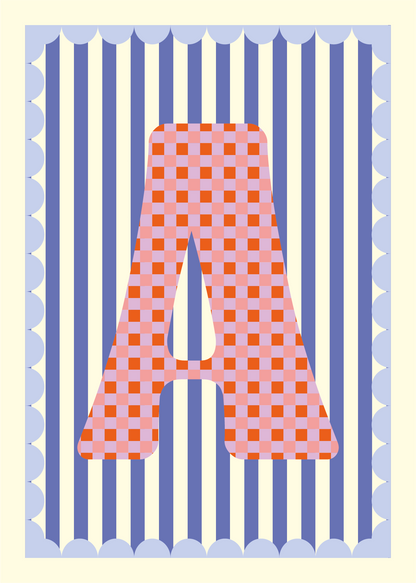 Letterposter Blauw streep