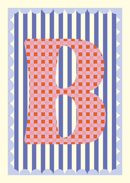 Letterposter Blauw streep
