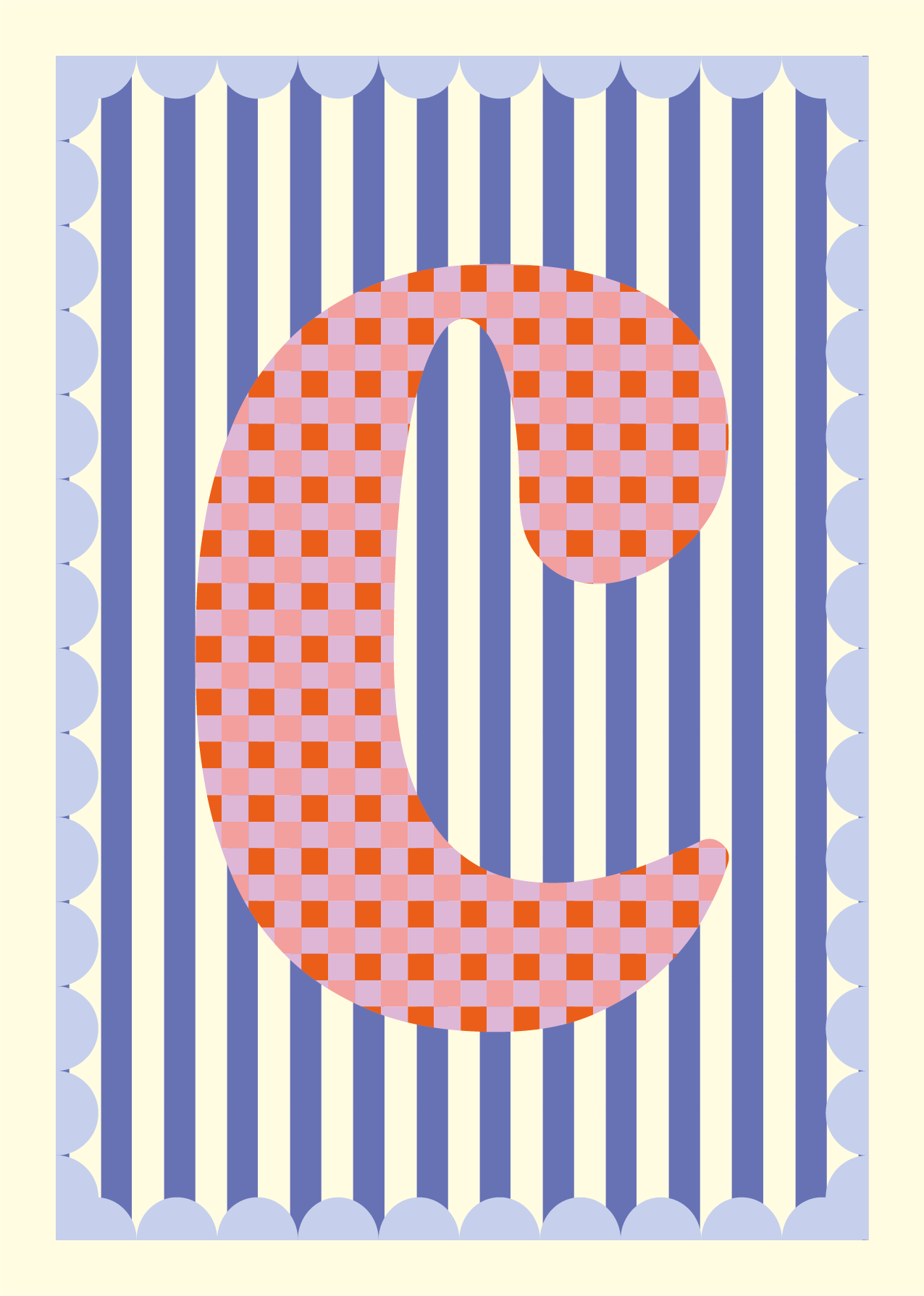 Letterposter Blauw streep