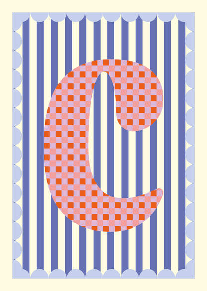 Letterposter Blauw streep