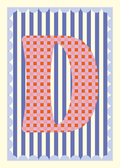 Letterposter Blauw streep