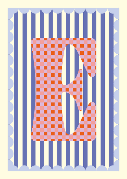 Letterposter Blauw streep