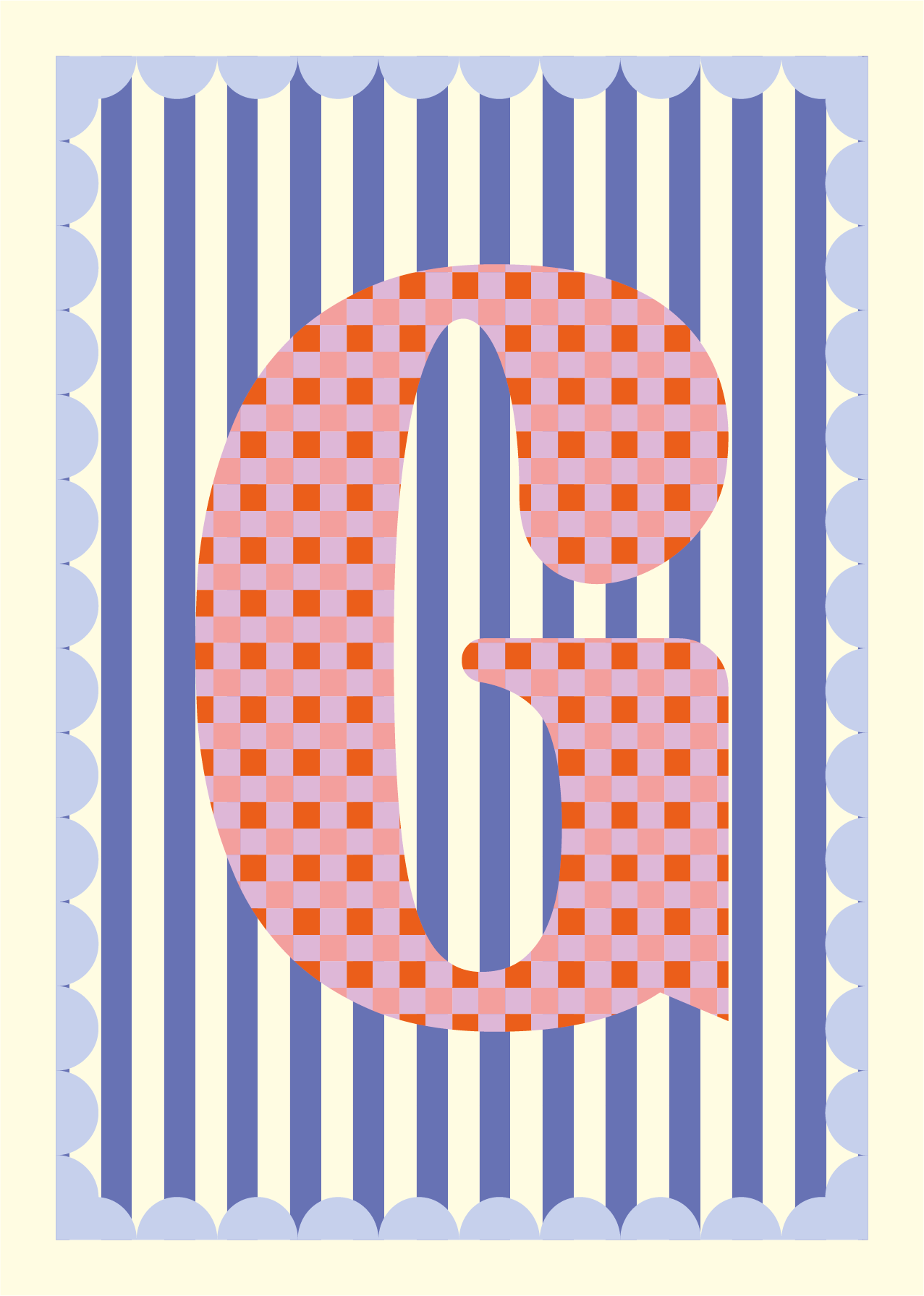 Letterposter Blauw streep