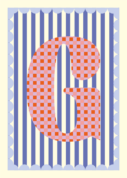 Letterposter Blauw streep