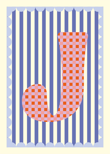 Letterposter Blauw streep