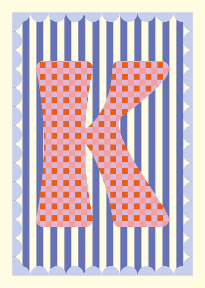 Letterposter Blauw streep