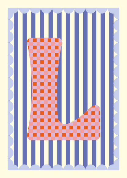 Letterposter Blauw streep