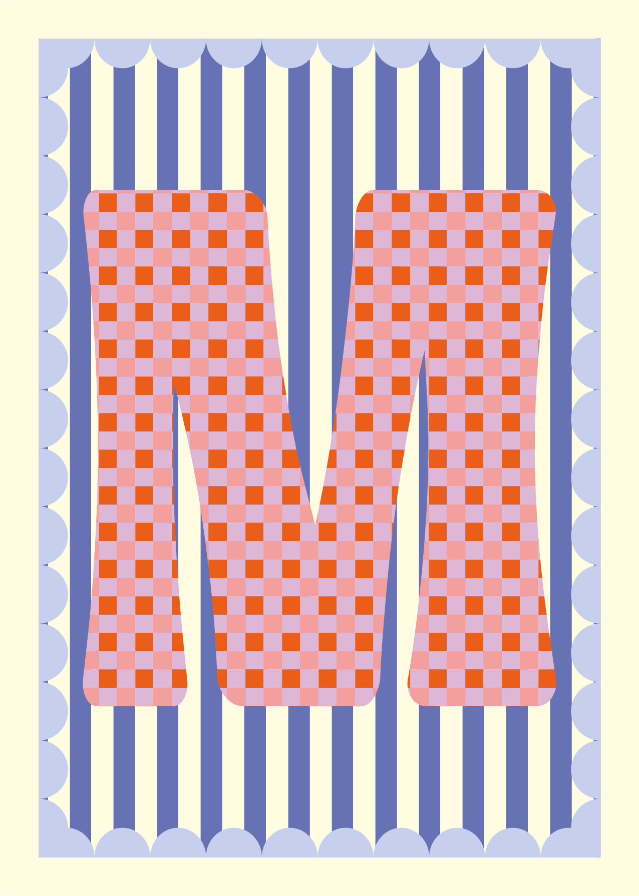 Letterposter Blauw streep