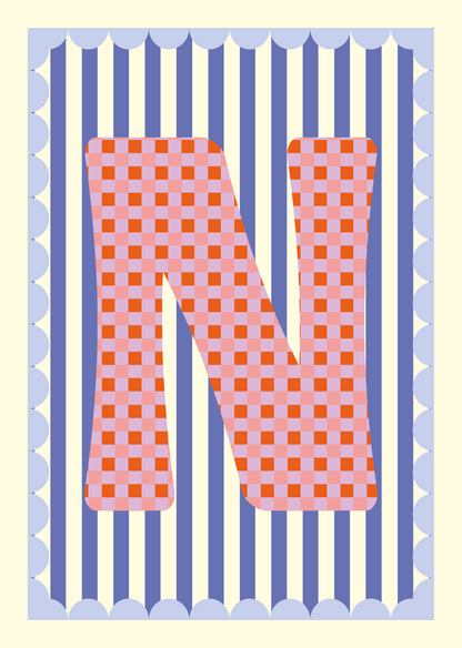 Letterposter Blauw streep
