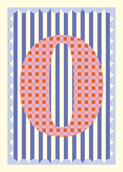 Letterposter Blauw streep