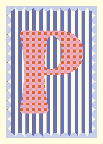 Letterposter Blauw streep