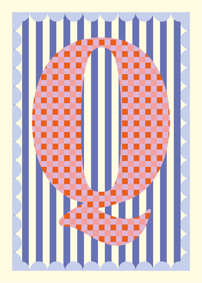 Letterposter Blauw streep