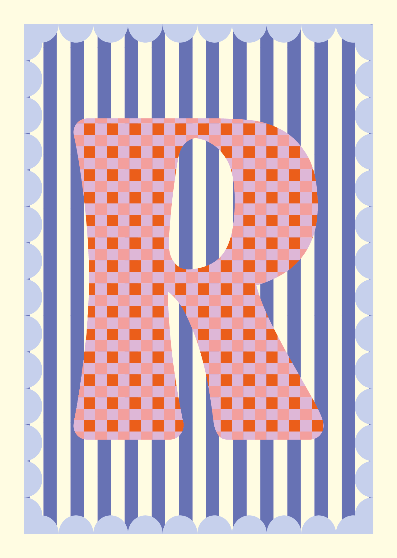 Letterposter Blauw streep