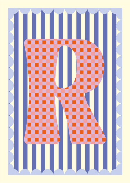 Letterposter Blauw streep