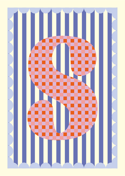 Letterposter Blauw streep