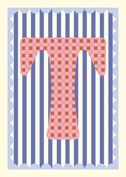 Letterposter Blauw streep