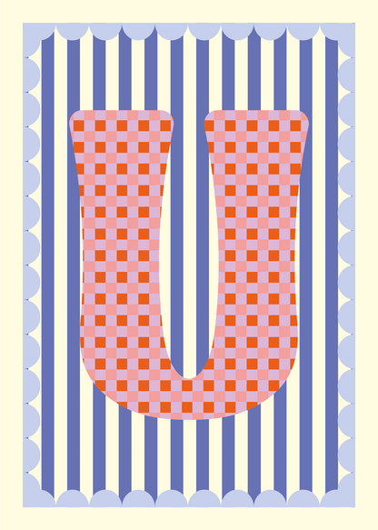Letterposter Blauw streep