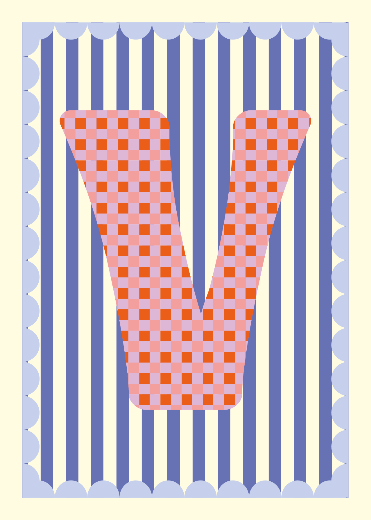 Letterposter Blauw streep