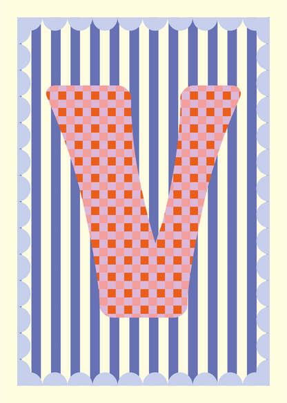Letterposter Blauw streep