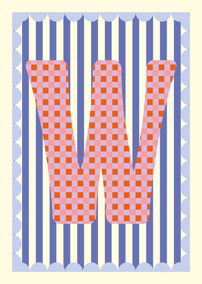 Letterposter Blauw streep