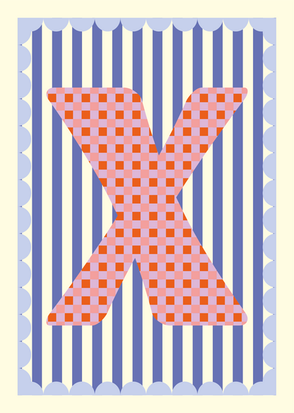 Letterposter Blauw streep