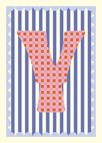 Letterposter Blauw streep
