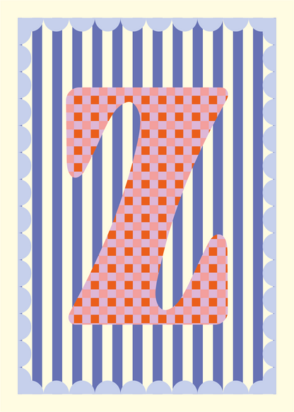 Letterposter Blauw streep
