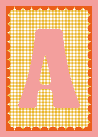 Letterposter Gingham geel