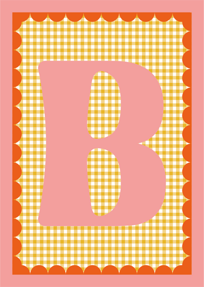 Letterposter Gingham geel