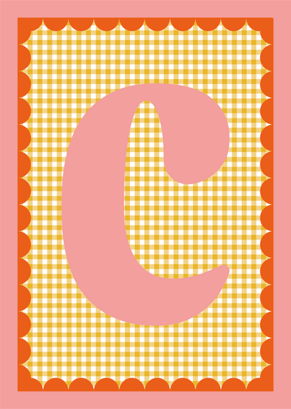 Letterposter Gingham geel