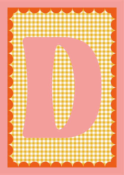 Letterposter Gingham geel