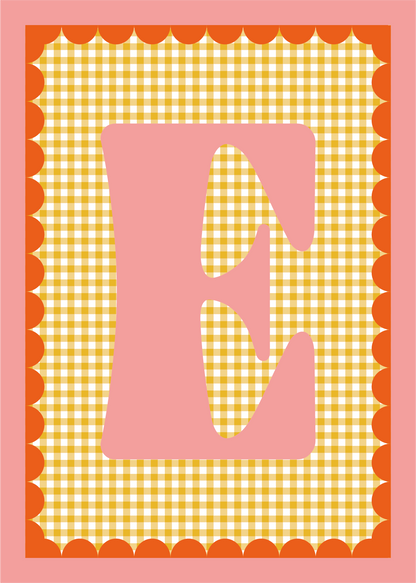 Letterposter Gingham geel
