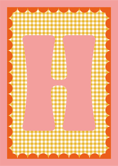 Letterposter Gingham geel