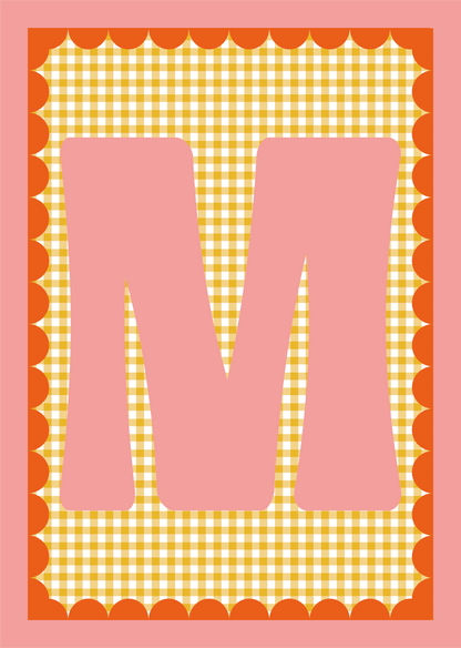 Letterposter Gingham geel