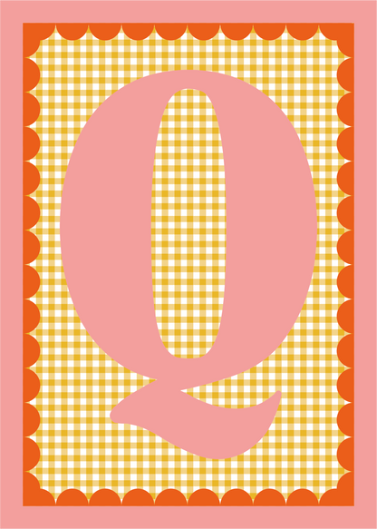 Letterposter Gingham geel