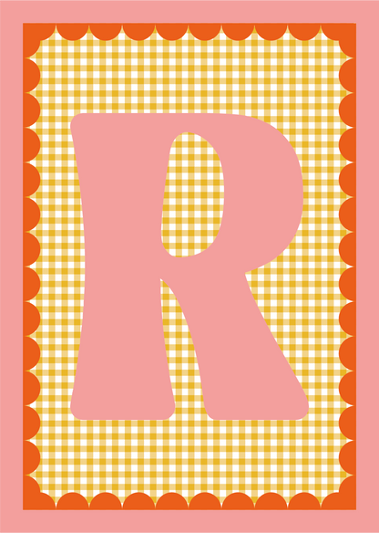 Letterposter Gingham geel