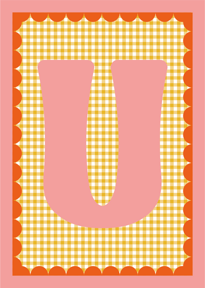 Letterposter Gingham geel