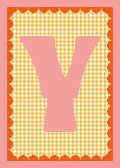 Letterposter Gingham geel