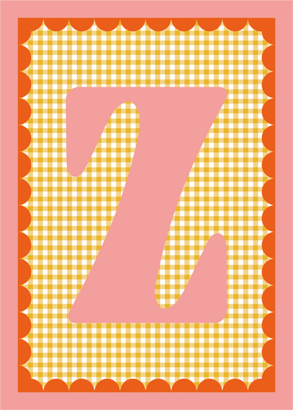 Letterposter Gingham geel