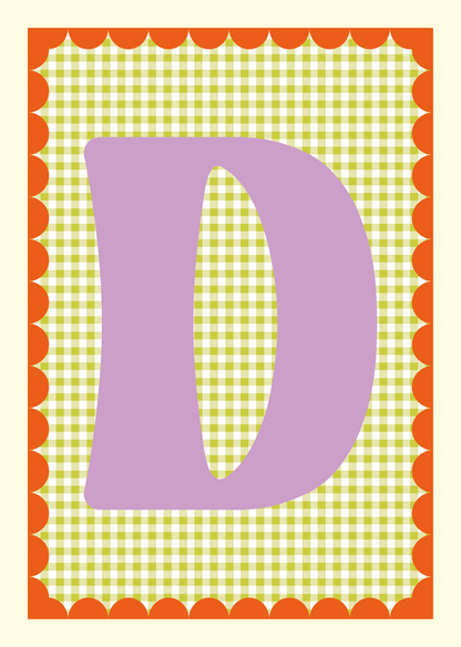 Letterposter Gingham groen