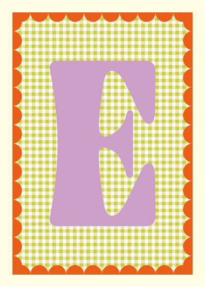Letterposter Gingham groen