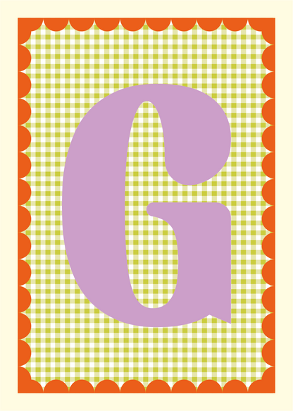 Letterposter Gingham groen
