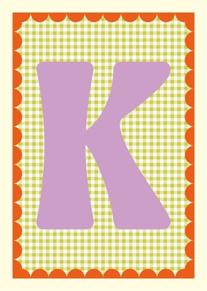 Letterposter Gingham groen