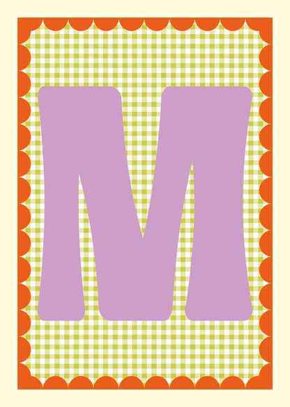 Letterposter Gingham groen
