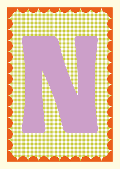 Letterposter Gingham groen