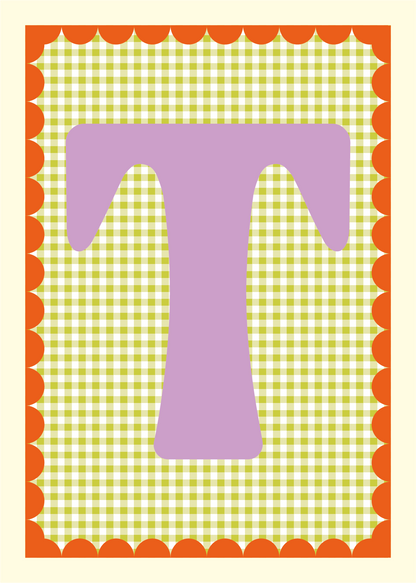 Letterposter Gingham groen