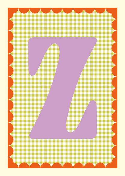 Letterposter Gingham groen