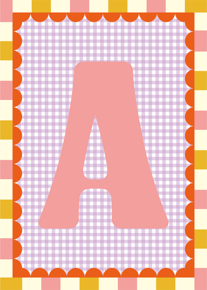 Letterposter Gingham lila