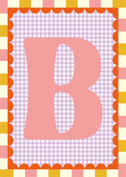 Letterposter Gingham lila