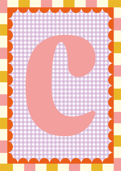 Letterposter Gingham lila